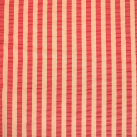 Katoen Seersucker - Stripes - Apricot Cherry