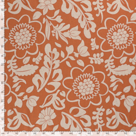 Linnen Viscose - Retro Flowers - Terra