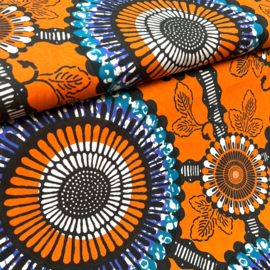 Deadstock - Katoen  - Flowers  - Orange