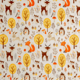 Tricot Print Swafing | Matti - Forest Animals - Ecru