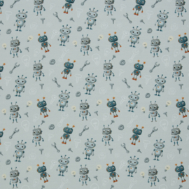 Swafing Tricot Jersey  - Hello Robot by mrs  Mint design - Blue