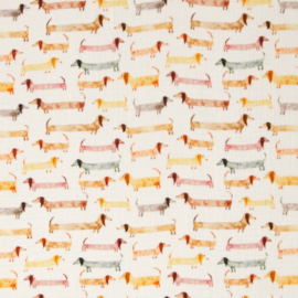 Swafing - Double Gauze -  Dachshund   - Off White