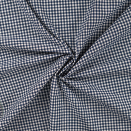 Katoen Seersucker - Ruit - Navy