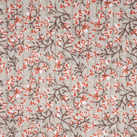 Stepped - Quilted -  Flowers   - Double Sided -  Beige & Orange