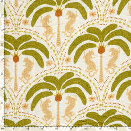 Stepped - Quilted - IPalm Trees   - Double Sided -  Pink Green