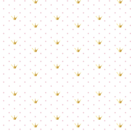 Tricot Print  - Crowns  - White Rose