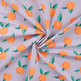 French Terry - Print -  Oranges - Lavender