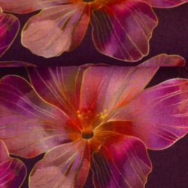 Swafing  - Linnen Katoen Mix  - Watercolored Flowers - Adria Wine