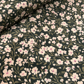 Corduroy - Babyrib - Tiny Flowers  - Green