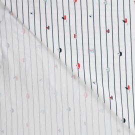 Jersey Tricot Print - Boats - Stripe