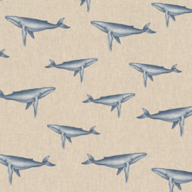 Decostof | Linnenlook | Whales - Blue