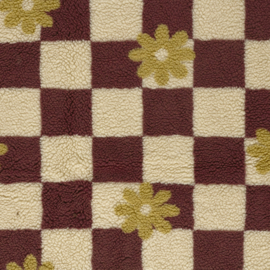 Teddy -  Blocks  & Flowers  - Ecru Bordeaux  Yellow
