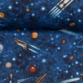 Katoen Print | Swafing -  Space ship  - Blue