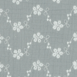 Double Gauze - Embroidery - Verhees Textiles - Grey