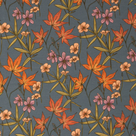 Swafing French Terry - Autumn Flowers by Christiane Zielinski -  Dusty Green