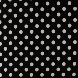 Viscose Satijn Print - Dots  - Black White