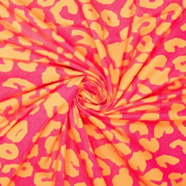 Katoen Print - Mies en Moos - Canvas - Leopard - Pink Yellow