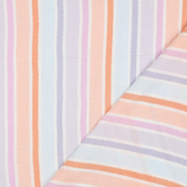Double Gauze  - Stripe - Lilac  Orange