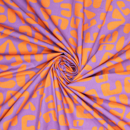 Katoen Print - Mies en Moos - Poplin  - Love - Purple Orange