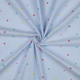 Broderie -  Cotton   -  Stripes  - Dobby  - Blue