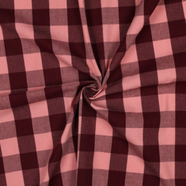 Verhees Katoen - Garengeverfd - Ruit - Pink Aubergine