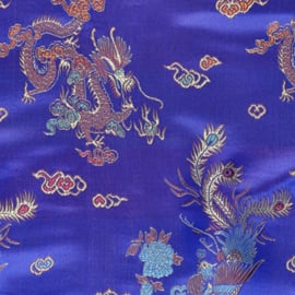 Satijn - Dragon Brocade - Cobalt