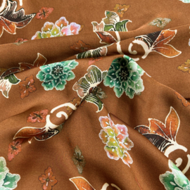 Bittoun - A la Ville - Viscose  Satijn   - Flowers  - Marron