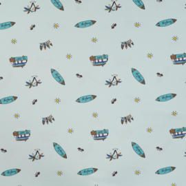 Jersey Tricot Print - Surfing  - Blue