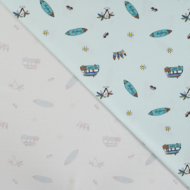 Jersey Tricot Print - Surfing  - Blue