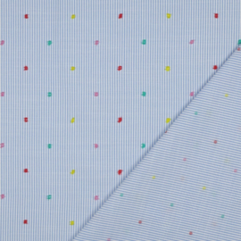 Broderie -  Cotton   -  Stripes  - Dobby  - Blue