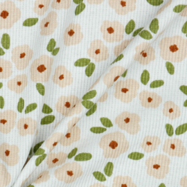 Verhees Textiles - Rib Jersey - Small Flowers - White