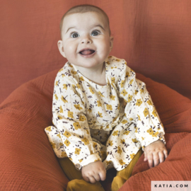 Katia -  Cotton Mousseline  - Yellow Flowers  - Organic