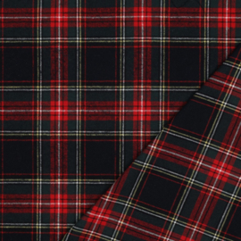 Katoen Flannel - Ruit - Rood Donkerblauw