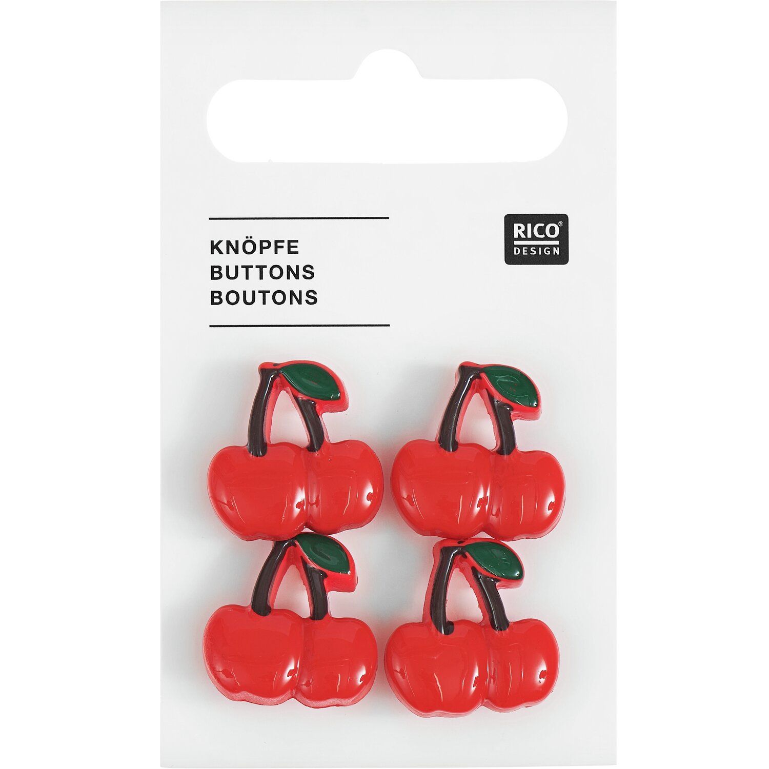Rico Design - Buttons - Cherries- Red