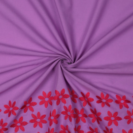 Verhees Textiles - Cotton Embroidery - 1 side Border - Purple Red