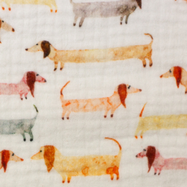 Swafing - Double Gauze -  Dachshund   - Off White
