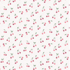 Tricot Print Organic  - Cherries - White