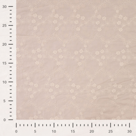 Katoen Broderie  - Little Flowers - Sand
