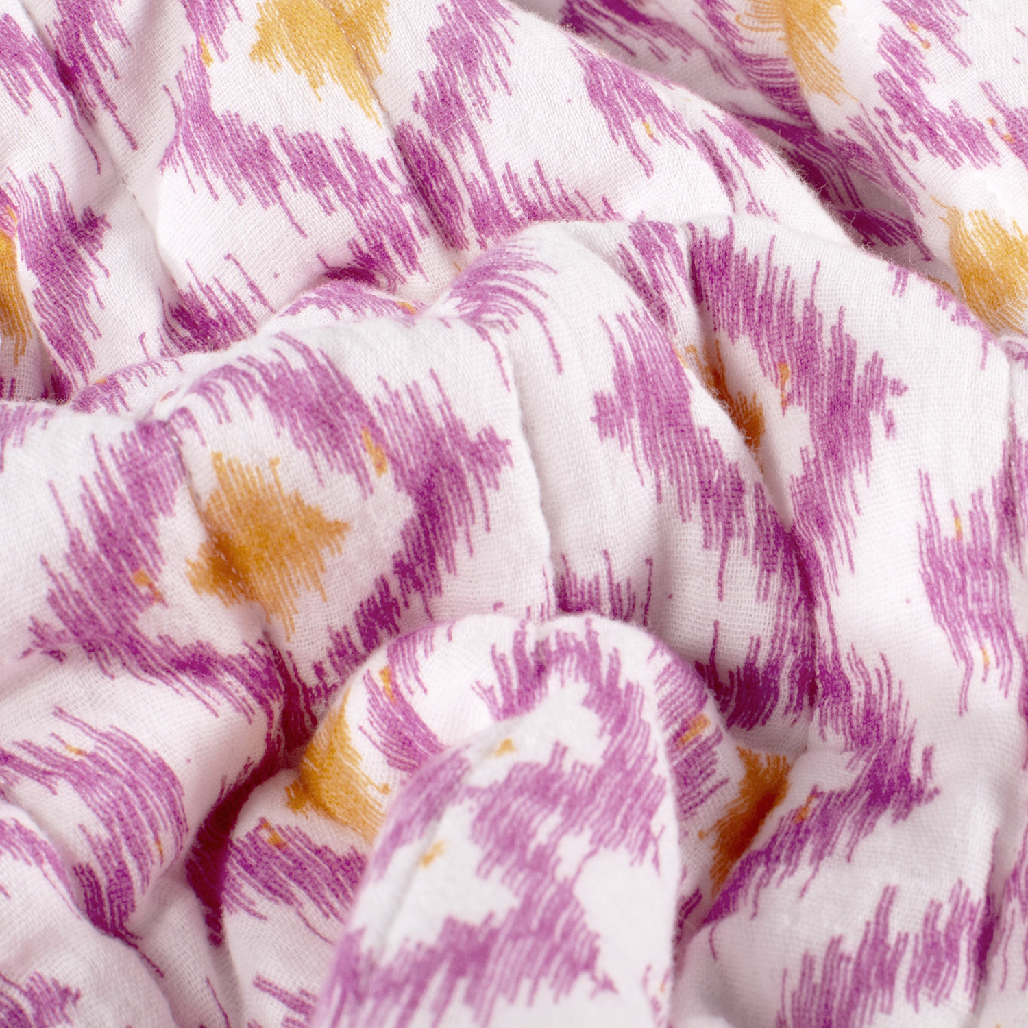 Stepped - Quilted - Ikat Print    - Double Sided -  Fuchsia Yellow 
