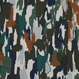 Verhees Textiles - Soft Sweat -Abstract Paint - Army Green
