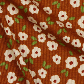 Verhees Textiles - Rib Jersey - Small Flowers - Terra