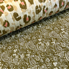 Stepped - Quilted - Flowers   - Double Sided -  Animal Print   - Pink - Brown