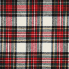 Katoen Flannel - Ruit - Red Off White