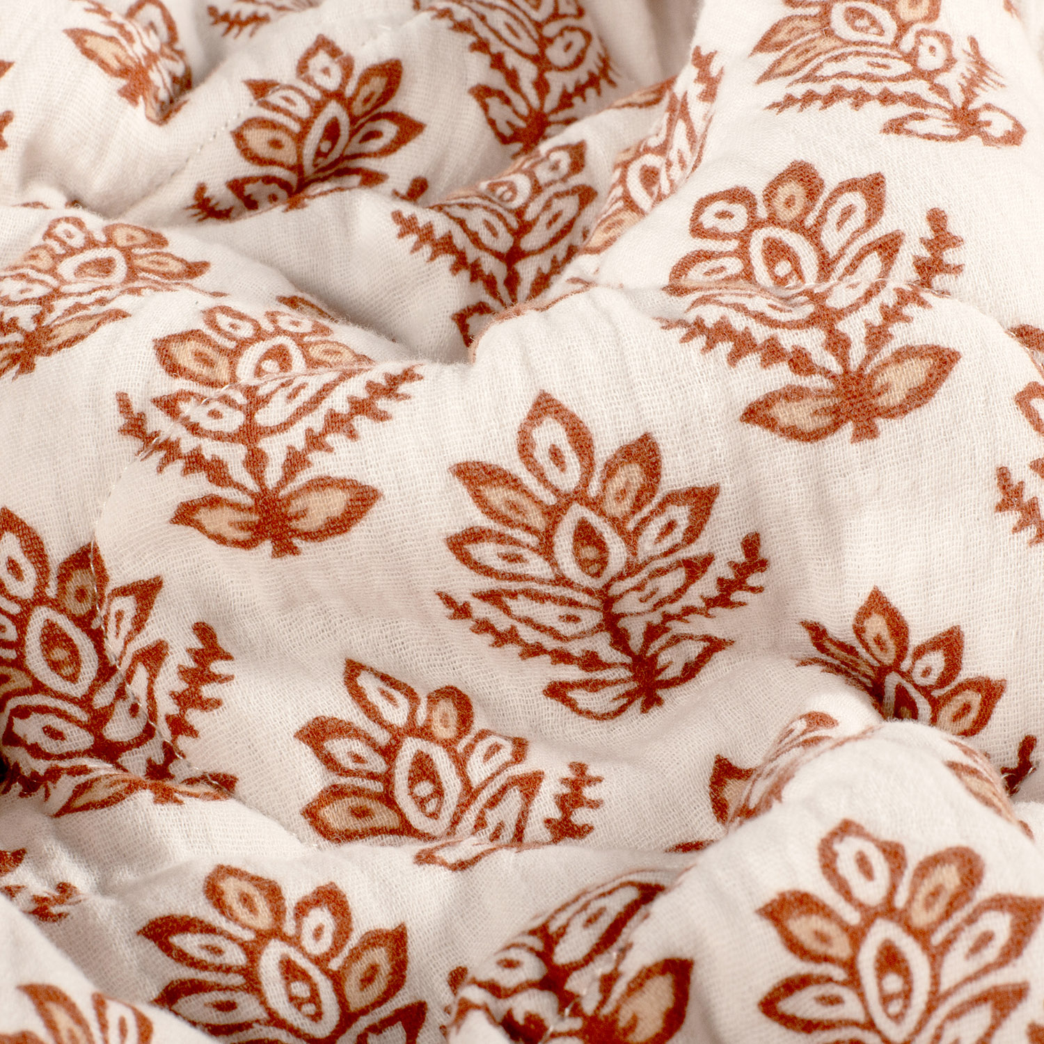 Stepped - Quilted - Ikat Flowers   - Double Sided -  Stone Dark Blue