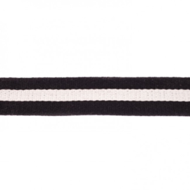 Tassenband Katoen | Brede Streep - Zwart | 4cm breed