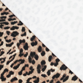 Katoen Stretch Print - Leopard   - Brown