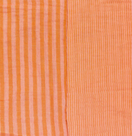 Double Gauze - Stripes -  Doublesided - Peche Tangerine