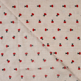 Broderie -  Linnen Mix  -  Cherries