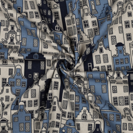 Decostof  - Canvas - Dutch Houses  -  Blue
