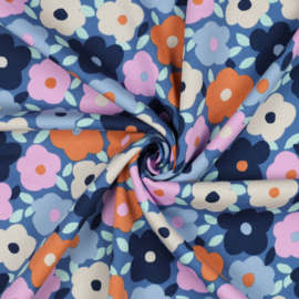 Verhees Textiles - Jogging  -Flowers  - Pink  Pink Terra  Blue